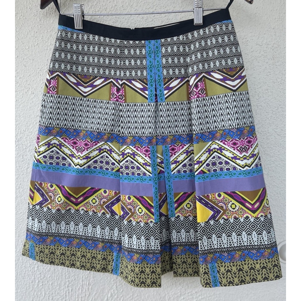 Etro Italy Multicolor Geometric A-Line Skirt Size 42 Vibrant Boho Luxury Retro